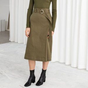 & Other Stories - A-Line Skirt - Green/Khaki - Siz